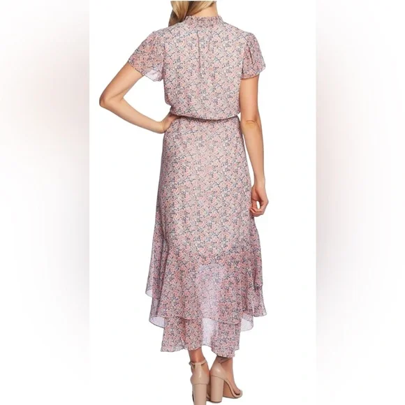 1.State Dress Sunwashed Floral Print High Low Pink Blue Women’s Size Small - Picture 2 of 10